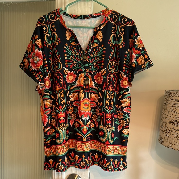 IZURIA Tops - #A017 Izuria Boho Top w Cuffed Sleeve (XL)